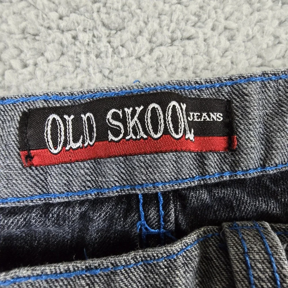 Old Skool‎ Denim Jeans Black Medium Wash Mens 36X30 Hip Hop Baggy